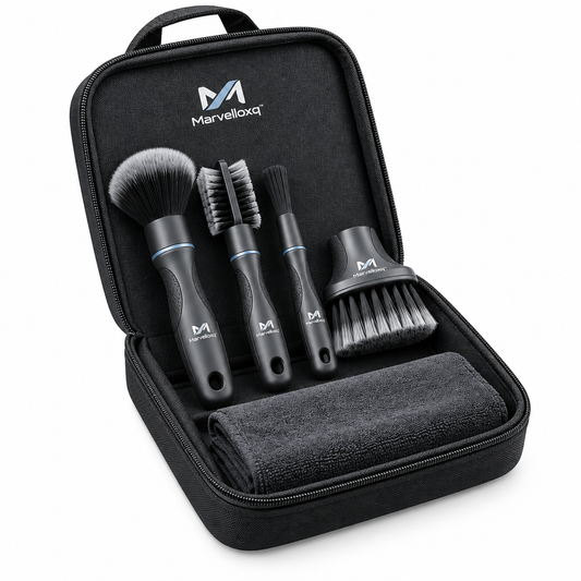 Marvelloxq™ Car Detailing Cleaning Brush Kit | Multi-Surface Interior Cleaning Set with Microfiber Towel & Storage Case