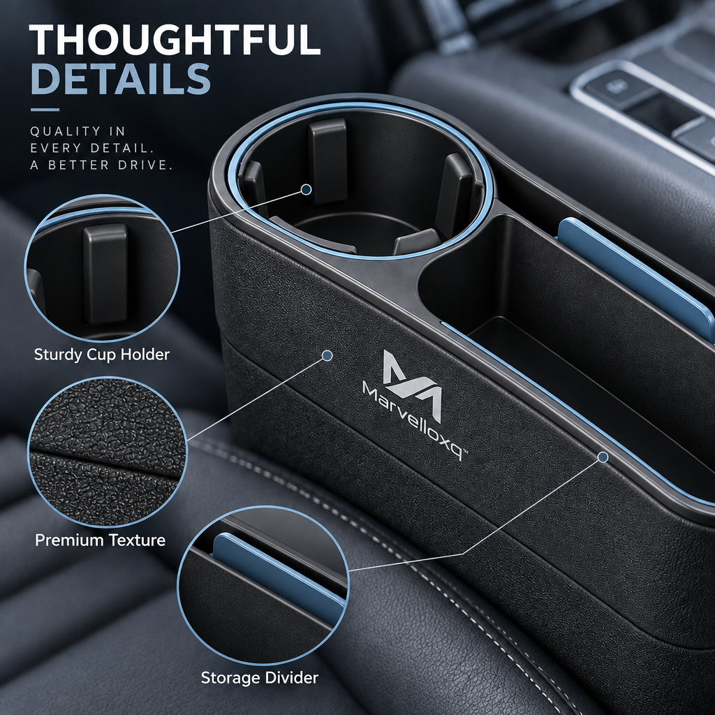 Marvelloxq™ Car Seat Gap Organizer with Cup Holder | Multi-Functional Console Storage Box