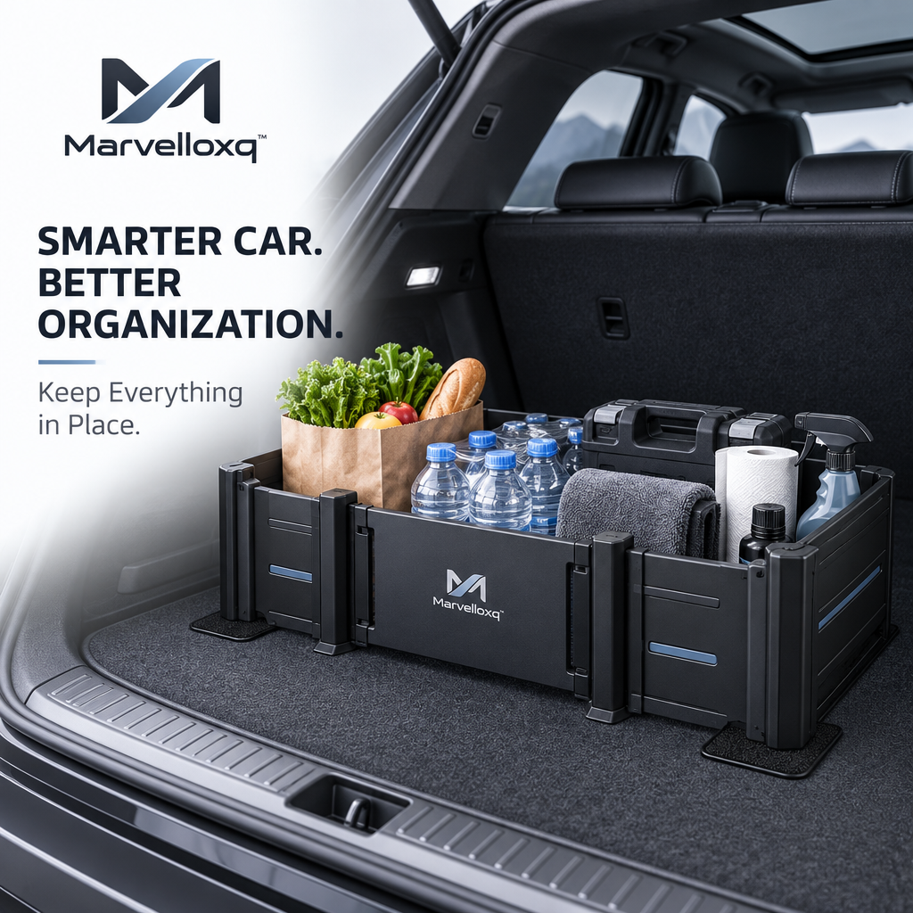 Marvelloxq™ Reinforced Car Trunk Organizer | Heavy-Duty Modular Cargo Storage Box with Stable Support Feet