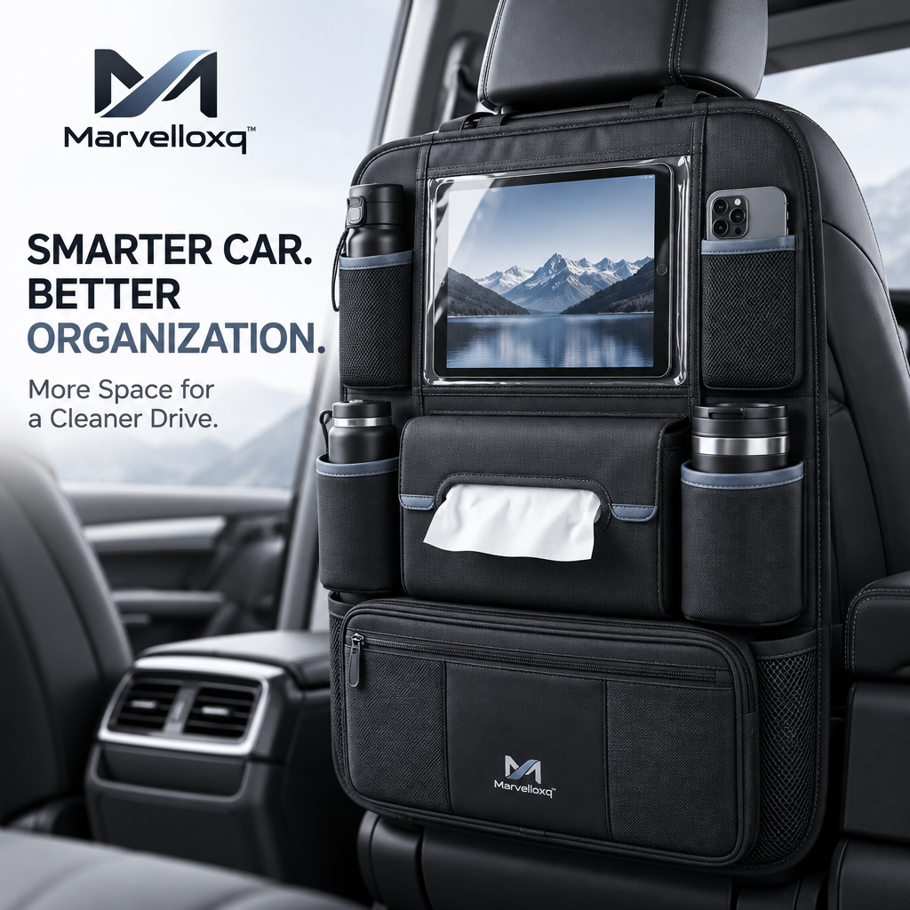 Marvelloxq™ Car Seat Back Organizer | Multi-Pocket Travel Storage Bag with Tablet Holder