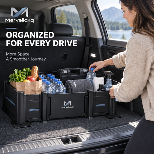 Marvelloxq™ Reinforced Car Trunk Organizer | Heavy-Duty Modular Cargo Storage Box with Stable Support Feet