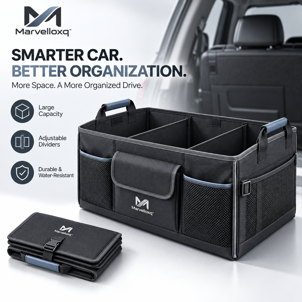 Marvelloxq™ Collapsible Car Trunk Organizer | Large-Capacity Multi-Compartment Cargo Storage Box
