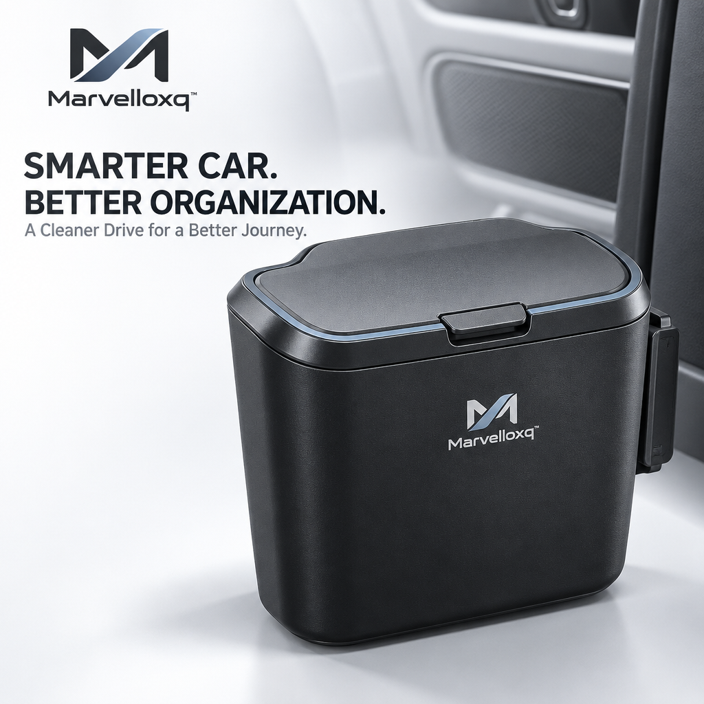 Marvelloxq™ Car Trash Can with One-Touch Lid | Large-Capacity Vehicle Garbage Bin & Interior Organizer