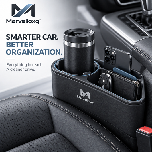 Marvelloxq™ Car Seat Gap Organizer with Cup Holder | Multi-Functional Console Storage Box