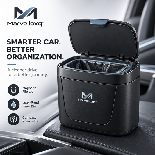 Marvelloxq™ Compact Car Trash Can | Easy-Open Vehicle Garbage Bin with Removable Liner