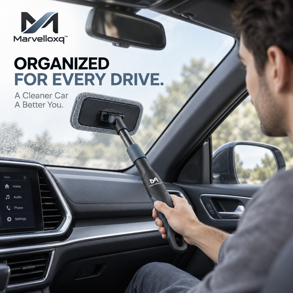 Marvelloxq™ Adjustable Car Window Cleaning Tool | Extendable Microfiber Windshield Cleaner with Swivel Head