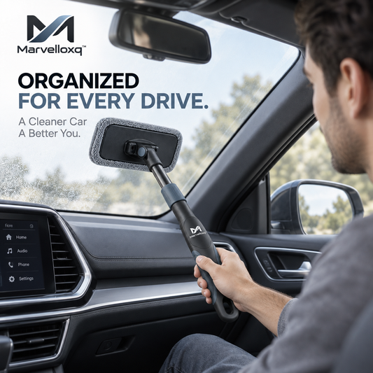 Marvelloxq™ Adjustable Car Window Cleaning Tool | Extendable Microfiber Windshield Cleaner with Swivel Head