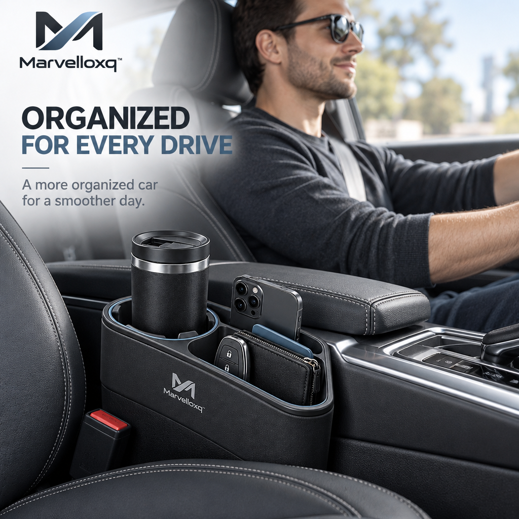 Marvelloxq™ Car Seat Gap Organizer with Cup Holder | Multi-Functional Console Storage Box