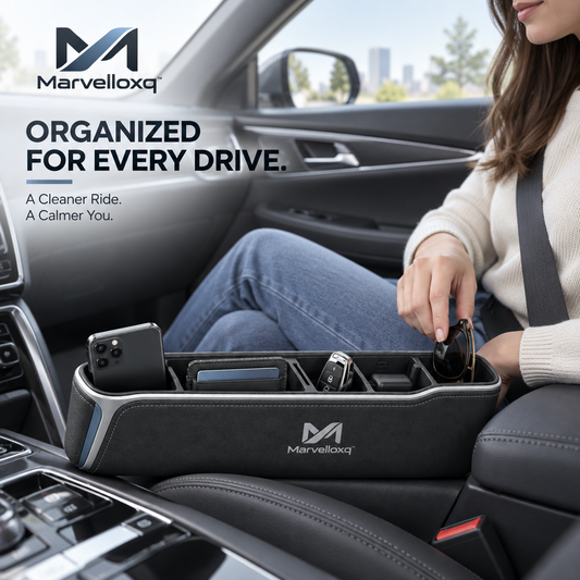 Marvelloxq™ Car Seat Gap Organizer | Multi-Compartment Console Storage Box with Phone Slot