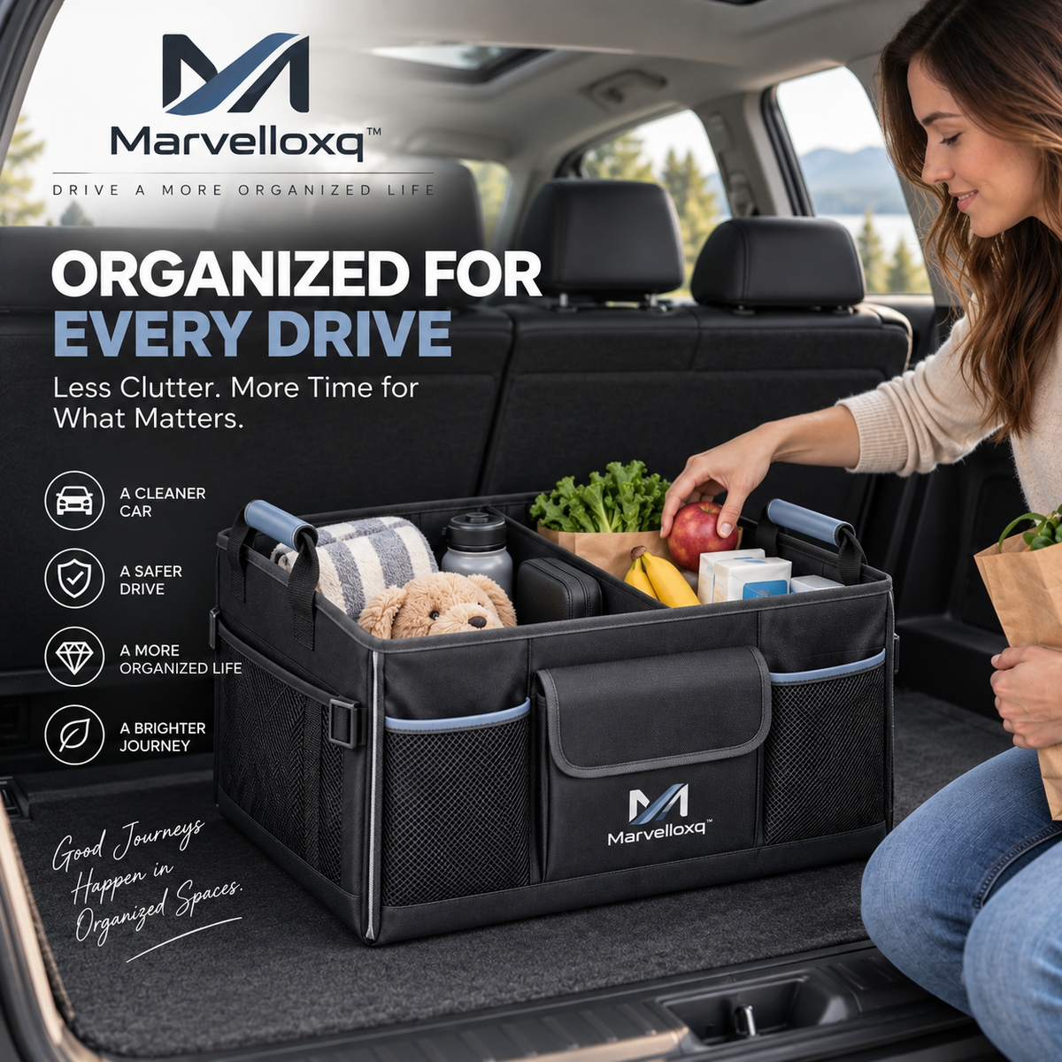 Marvelloxq™ Collapsible Car Trunk Organizer | Large-Capacity Multi-Compartment Cargo Storage Box