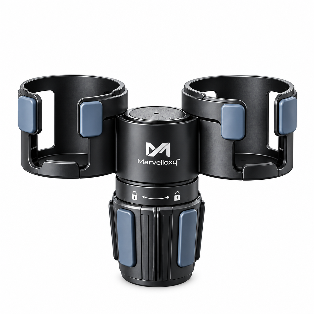 Marvelloxq™ Adjustable Dual Car Cup Holder | Expandable Vehicle Drink Organizer for Bottles, Tumblers & Coffee Cups