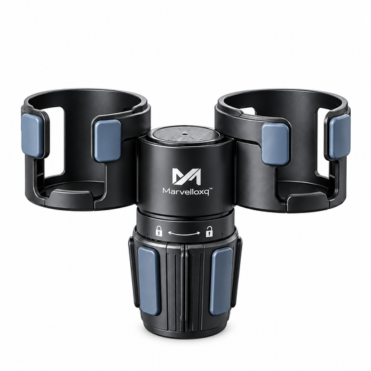 Marvelloxq™ Adjustable Dual Car Cup Holder | Expandable Vehicle Drink Organizer for Bottles, Tumblers & Coffee Cups