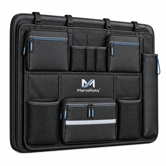 Marvelloxq™ Full-Width Car Backseat Organizer | Multi-Pocket Seat Protector with Mesh Storage & Adjustable Headrest Straps