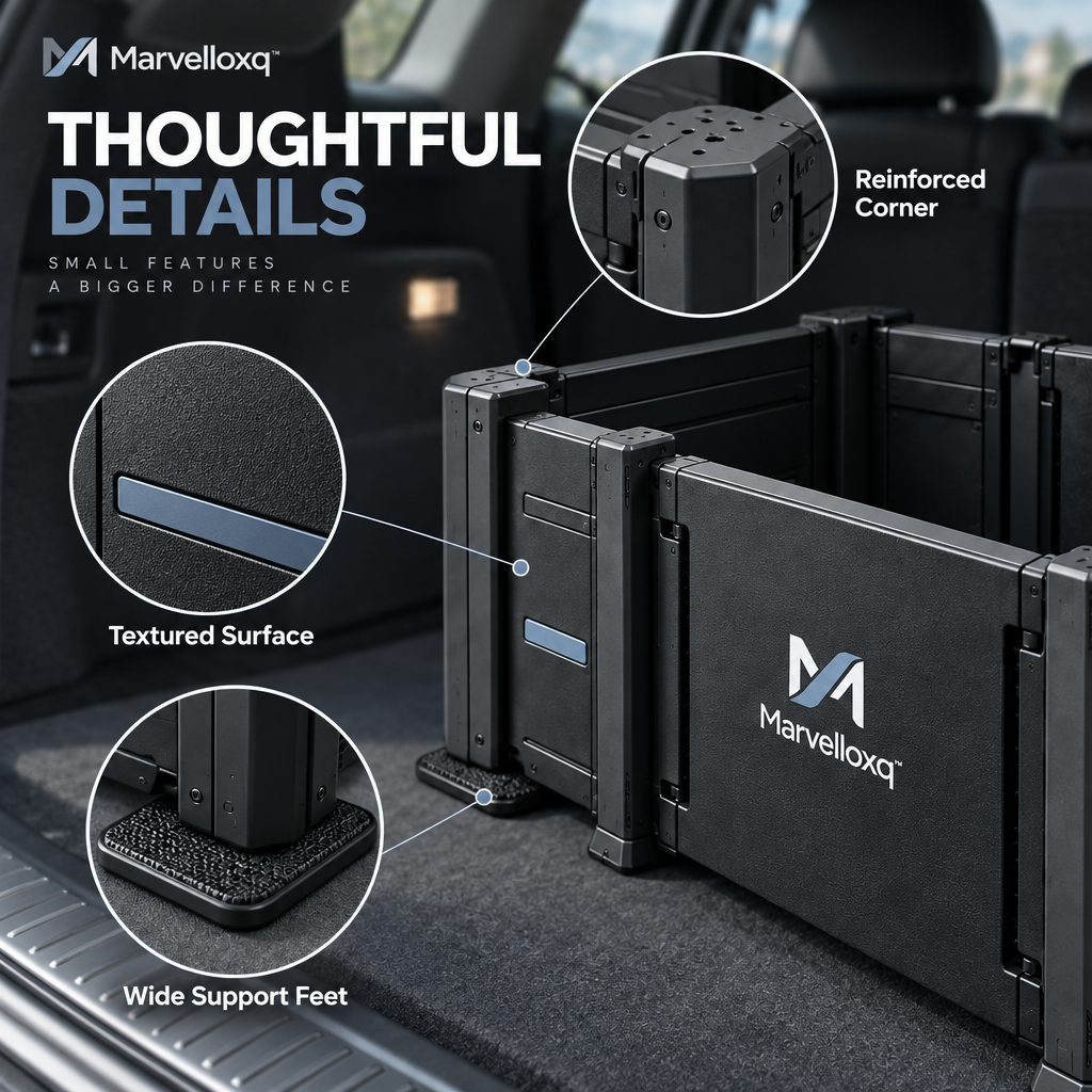 Marvelloxq™ Reinforced Car Trunk Organizer | Heavy-Duty Modular Cargo Storage Box with Stable Support Feet