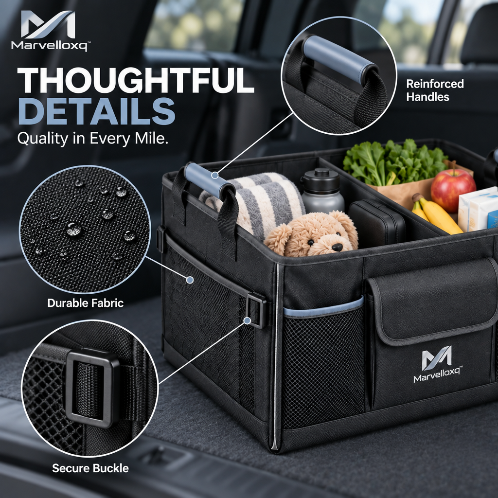 Marvelloxq™ Collapsible Car Trunk Organizer | Large-Capacity Multi-Compartment Cargo Storage Box
